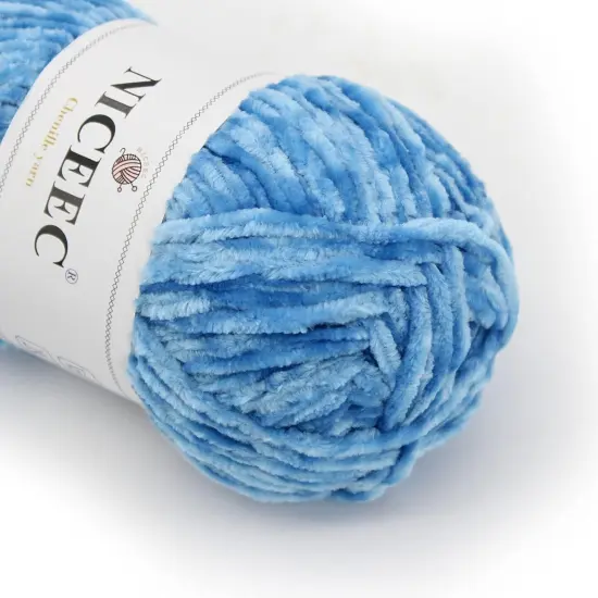 3346.46 Inches - 3 Skeins Soft Chenille Yarn(Blue) {2}