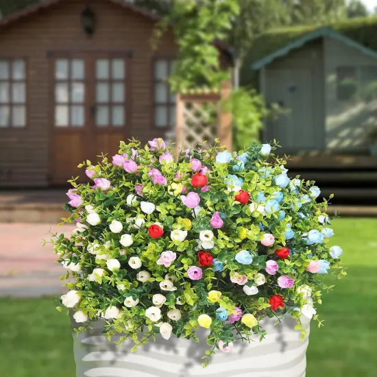 6 Bunches Artificial Eucalyptus Fake Greenery Boxwood Stems Fake Flowers Fake Plants Artificial Greenery Artificial Plants & Flowers Faux Flowers Outdoor Fake Plants Spring Decoration {5}