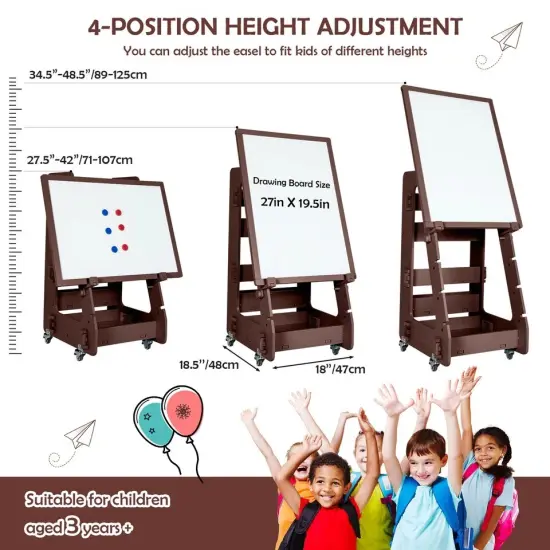 Dry-Erase Board Double Sided Chalkboard Kids' Standing Art Easel Whiteboard {2}