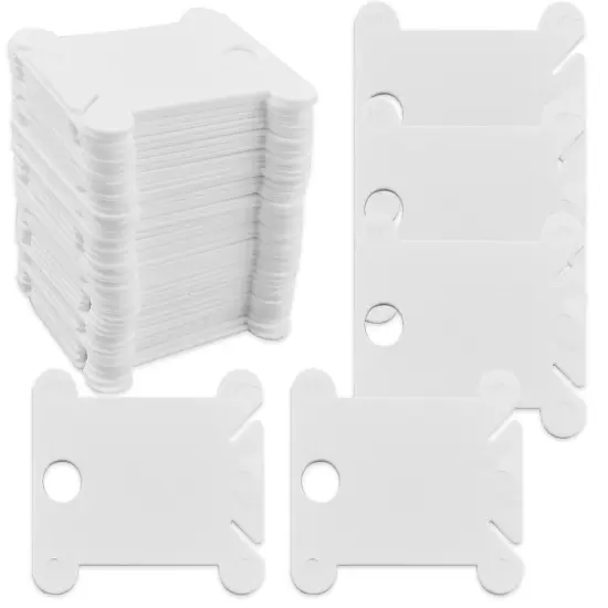 120 Pieces Plastic Floss Bobbins for Cross Stitch Embroidery Cotton Thread Embroidery Floss Cross Stitch Threads Craft DIY Sewing Storage Winding Thread Organizer Holder Embroidery DIY Cards (White) {1}