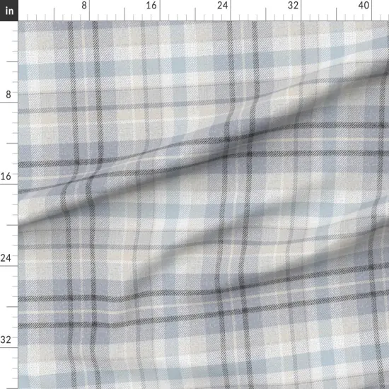 Various Fabrics by the Yard or Fat Quarter Blue Gray Plaid Neutral Classic Geometric Calm Check Traditional Large Scale Custom Printed Fabric by Spoonflower {1}