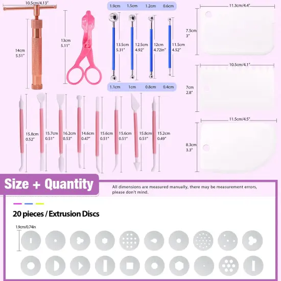 36Pcs Rose Gold Clay Extruder Gun Fondant Sugar Paste Extruder Clay Cake Sculpture Gun, Ball Stylus Dotting Tool with Plastic Scraper, Cake Decorating Supplies Modeling Tool {2}