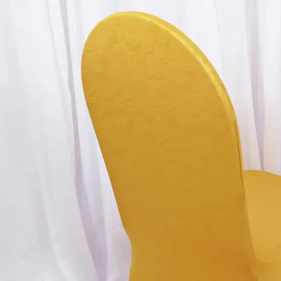 1 Piece Gold Embossed Vintage Spandex Banquet Chair Cover for Elegant Events {5}