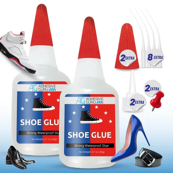 ADHESIVE GURU Shoe Glue 0.7 oz &ndash; Fast-Drying Strong CA Adhesive for Leather, Rubber, Shoe Repairs, Clear Finish, Water-resistant {1}