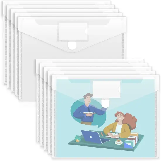 10 Pack Plastic Envelopes File Folders {1}