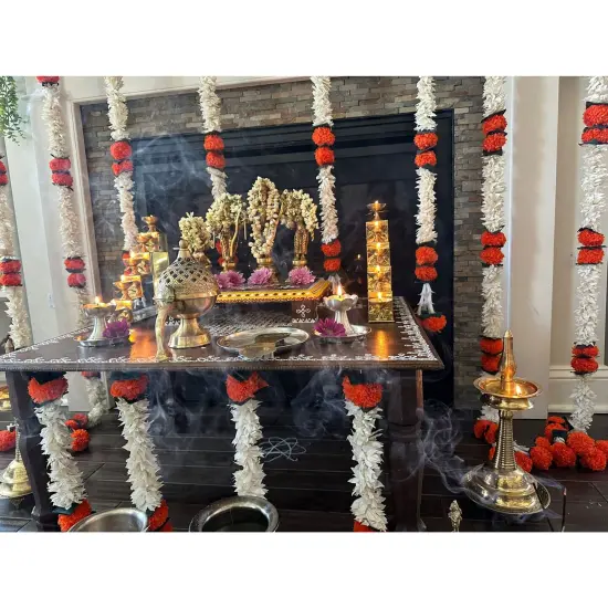 Jasmine Marigold Flowers Garland for Home Party Door Hanging Diwali Decorations Day of the Dead Dia De Los Muertos Ofrenda Halloween Mexican Fiesta Decor {4}