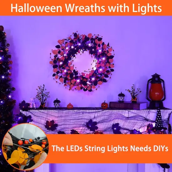 [Timer & Lighted]18 Inch 20 LED Halloween Wreaths {5}