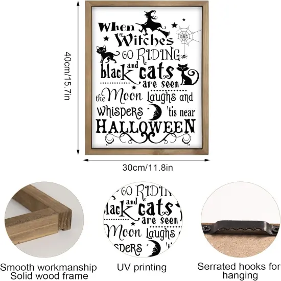 Halloween Wall Decor - Witch and Black Cat - 15.7&times;11.8 Inch {2}
