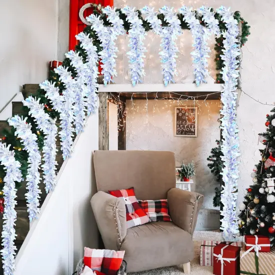 16.4 ft Christmas Prelit Tinsel Lighted Garland {4}