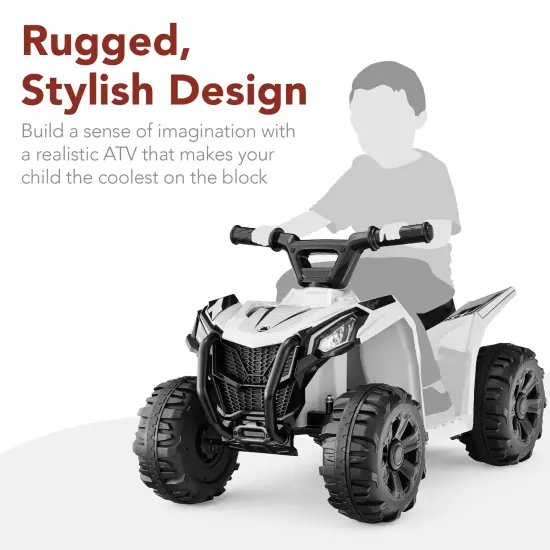 Best Choice Products 6V Kids Ride-On 4-Wheeler Quad ATV Car w/ 1.8mph Max Speed, Treaded Tires White {3}