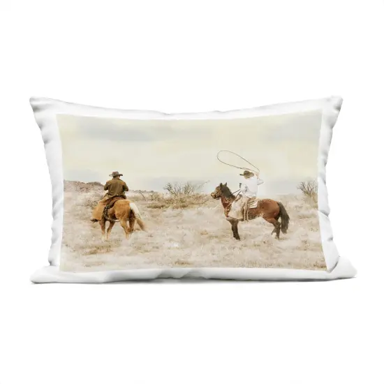 Stupell Industries Wrangling Cowboys Western Pair Outdoor Pillow, 14 x 7 x 20 {1}