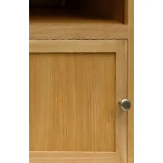 Wood Shaker End Table Nightstand with Shelf and Storage Cabinet Natural {2}