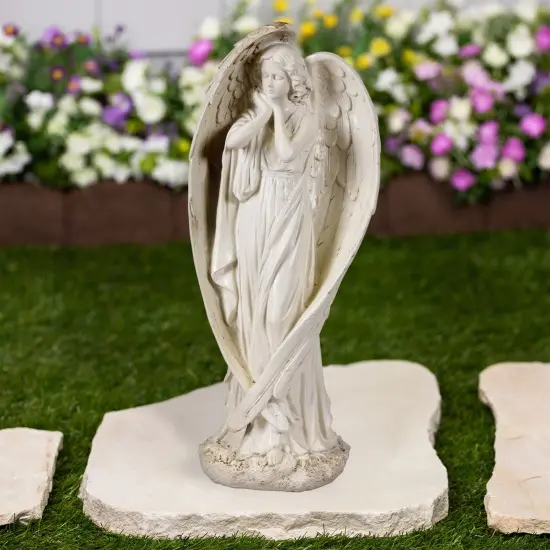 Northlight Standing Angel with Wings Outdoor Garden Statue - 16.5" White {1}