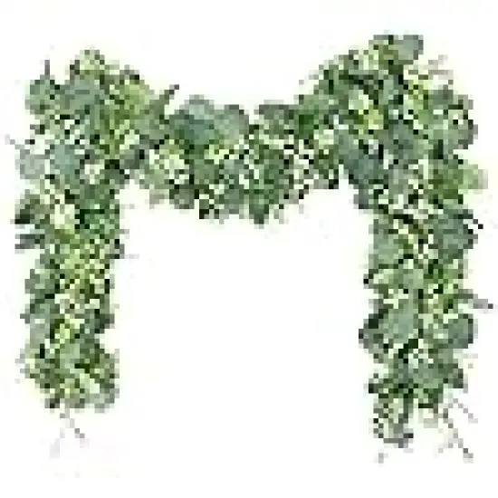 Artificial Faux Silver Dollar Eucalyptus Leaves Vines for Table Home Wedding Mantle Party Indoor Outdoor Decor {1}