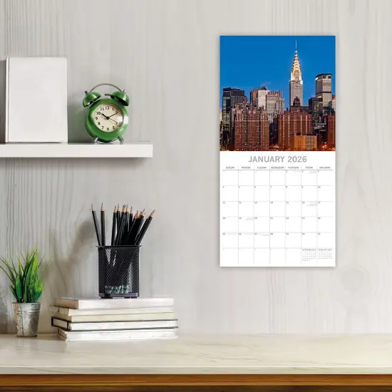 The Gifted Stationary 2026 Square Wall Calendar, New York, 16-Month Passport Collection Theme Hanging Calendar with 180 Reminder Stickers, Month Planner for Home, or Creative Spaces, 12x12 In Multicolor {2}