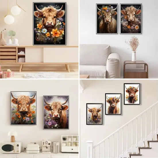12 Pack Highland Cow Diamond Art Kits for Adults Kids 5D,12x16 Inches {3}
