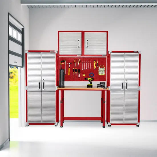 Seville Classics UltraHD Storage Cabinet, 30" W x 18" D x 72" H Red {9}