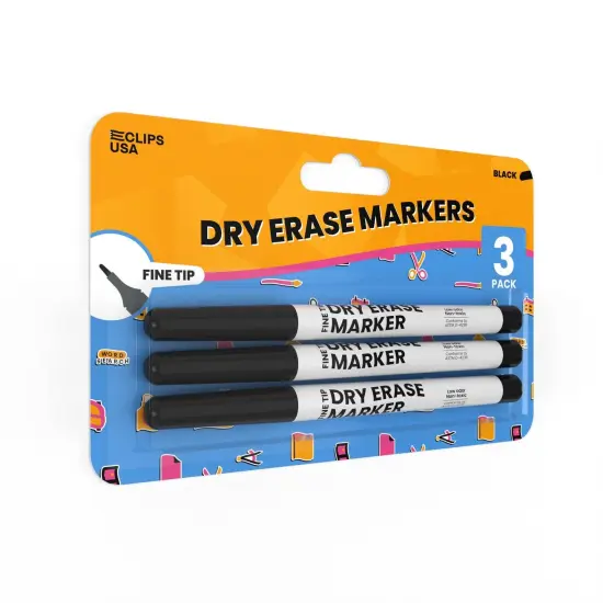 Dry Erase Markers Black Fine Tip &ndash; 3 Pack &ndash; 36 Sets {3}