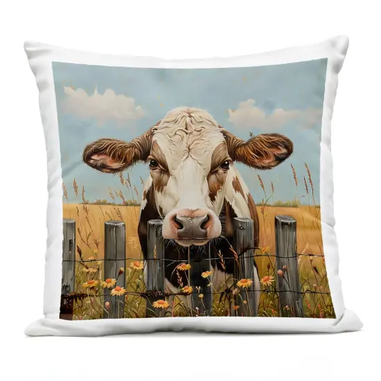 Stupell Industries Cow & Daisies Fence Outdoor Pillow, 18 x 7 x 18 {1}