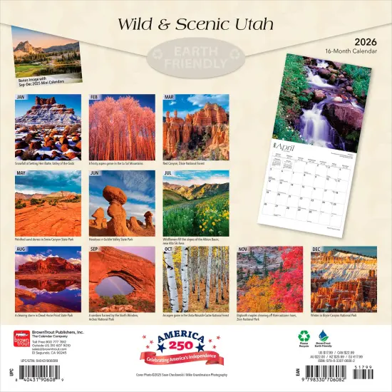 Utah Wild & Scenic | 2026 12 x 24 Inch (Hanging) Monthly Square Wall Calendar | Plastic-Free {2}
