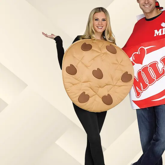 Milk and Cookie Adult Couples Costume Set Food Tunics Funny Halloween Party Outfit {2}