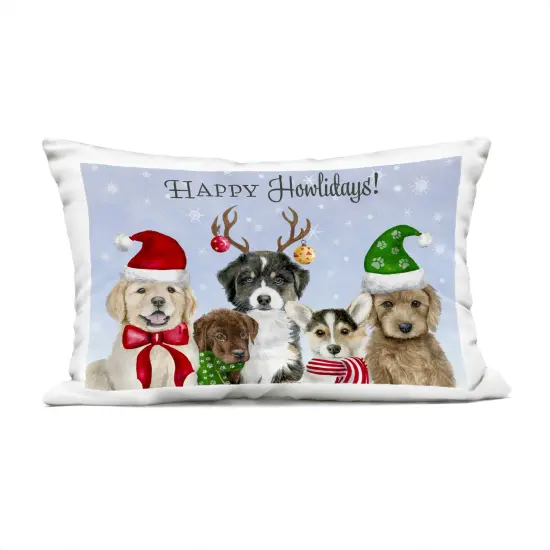 Stupell Industries Happy Howlidays Seasonal Puppies Outdoor Printed Pillow design by Brett Blumenthal, 14 x 7 x 20 {1}