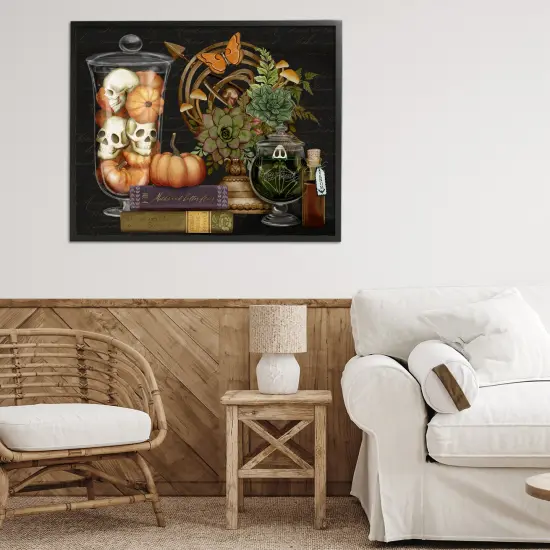 Autumnal Dark Academia Framed Giclee Art Black {2}