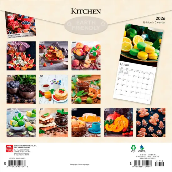 Kitchen | 2026 12 x 24 Inch (Hanging) Monthly Square Wall Calendar | Plastic-Free {2}