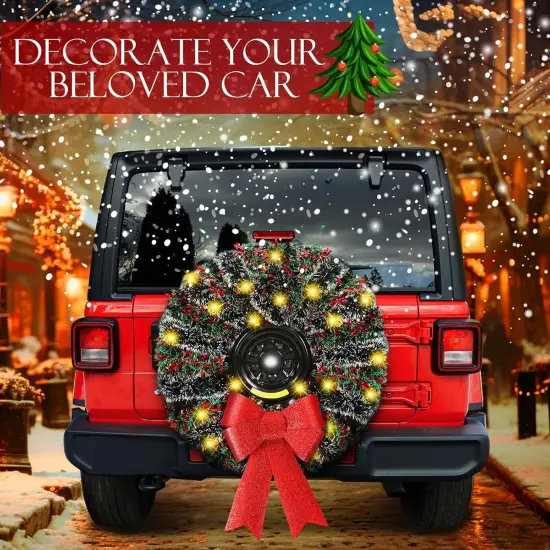 6 Pcs 98.4 ft Christmas Garland Car Spare Tire Decoration Car Wreath with Light {4}