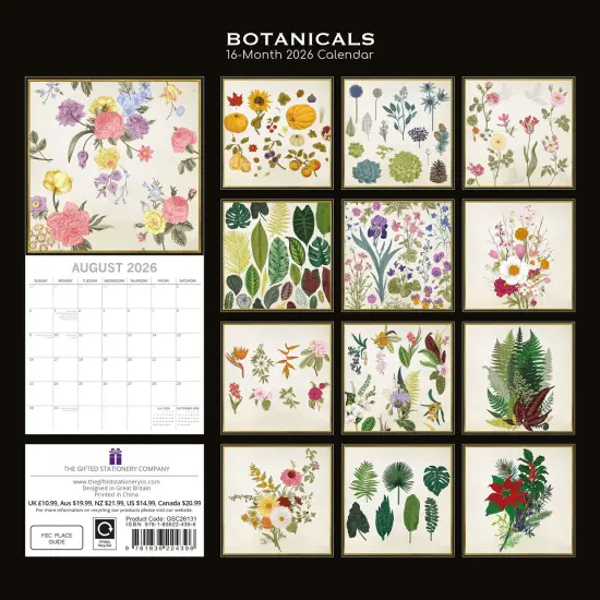 The Gifted Stationary 2026 Square Wall Calendar, Botanicals, 16-Month Arts & Antiques Theme Hanging Calendar with 180 Reminder Stickers, Month Planner for Home and Creative Spaces, 12x12 In Multicolor {4}