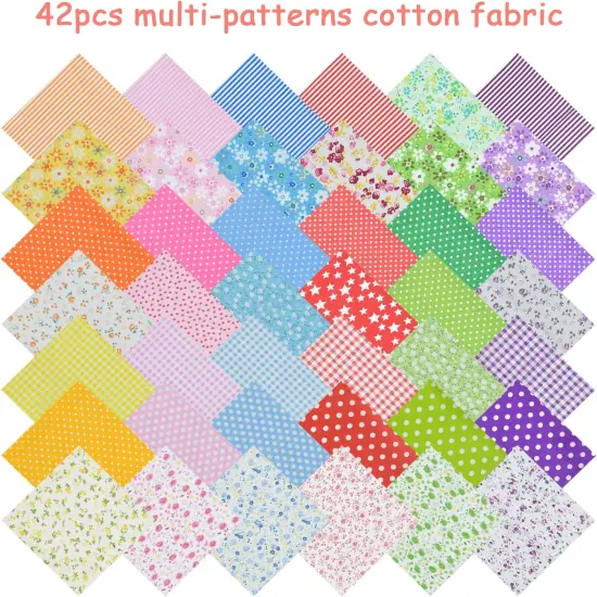 42Pcs 9.8"x 9.8" Fabric Square Quilting Cotton Pre-Cut Bundles {3}