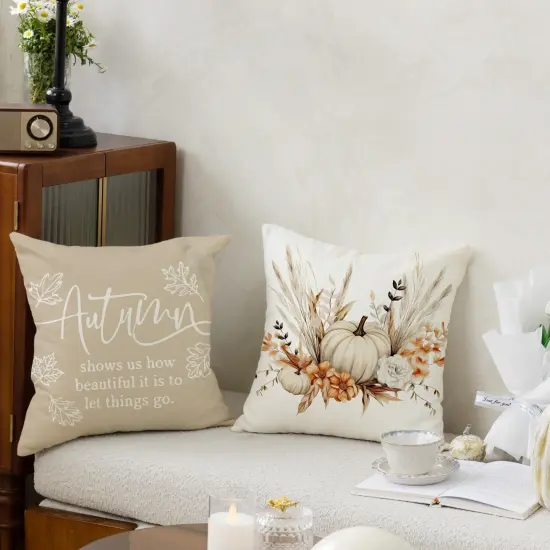 Pumpkin Pillow Covers Autumn Bohemia 20 x 20 Inch Throw Pillows Thanksgiving Harvest {3}