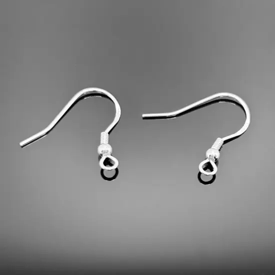 Sterling Silver Earring Hooks, 18x18mm, 10 Pieces {1}