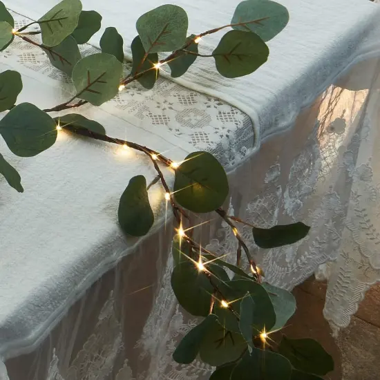 6FT 96 LED Fairy Lights Lighted Eucalyptus Christmas Garland {5}