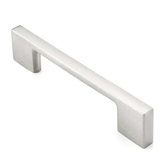 Cauldham Solid Kitchen Cabinet Pulls Handles (3-5/8" Hole Centers) - Modern Thin Profile Drawer/Door Hardware - Style M255 - Satin Nickel {7}