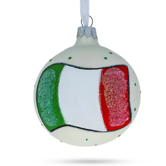 Flag of Italy Glass Ball Christmas Ornament 3.25 Inches {1}