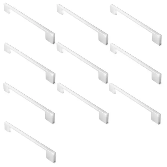 Cauldham Solid Kitchen Cabinet Pulls Handles (6-5/16" Hole Centers) - Modern Thin Profile Drawer/Door Hardware - Style M255 - Polished Chrome {3}