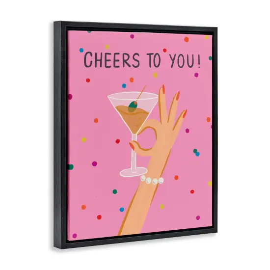 Stupell Industries Cheers To You Martini Floater Framed Canvas Wall Art Design by Deborah Curiel {3}