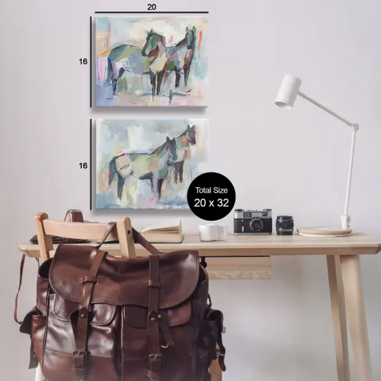 Stupell Industries Ambiguous Horse Visages 2pc Canvas Wall Art Set Design by Ethan Harper  {3}