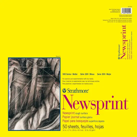 Strathmore 300 Series Newsprint Pad 14"X17"-50 Sheets, Tape Bound {1}