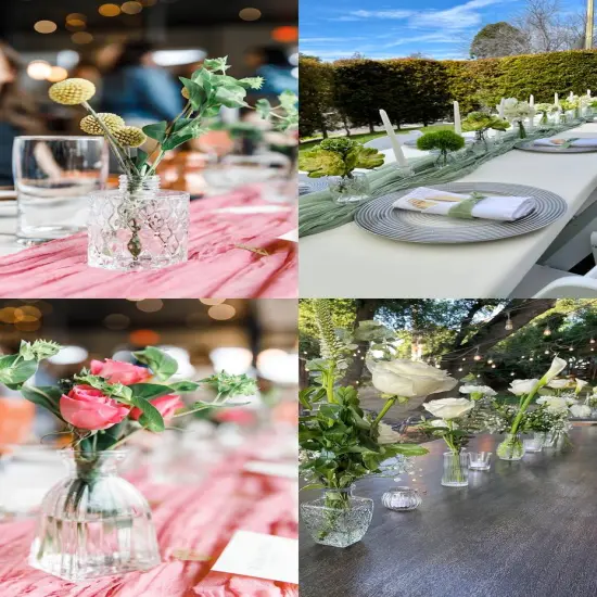 Glass Bud Vases Set of 12 &ndash; Mini Vintage Clear Vases for Wedding Centerpieces and Home Decor {2}