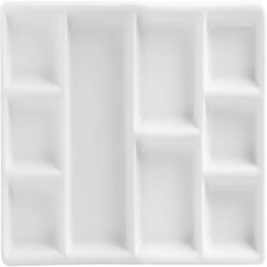 9-Well News Ceramic Rectangle Artist Paint Palette for Watercolor Gouache Acrylic Oil Painting {1}