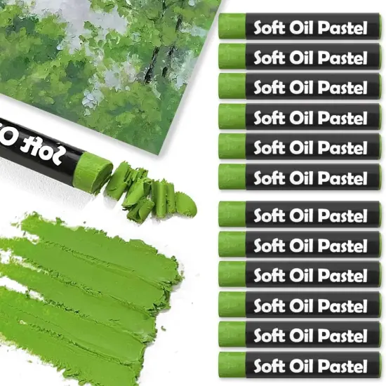 12Pcs Creamy Soft Oil Pastels Monochrome Artists Grade Vibrant Colored Chalk Soft Pastel Painting Kit Art Set for Professionals Painting Drawing Sulphur Spring {2}