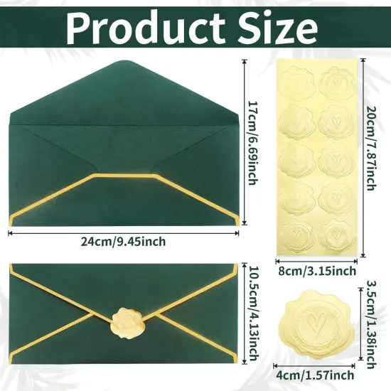 Business Envelopes with V-Flap,Gold Border 30 Pack #10 Envelopes Made of 150gsm Paper, Standard Envelopes with Gold Stickers for Office, Checks, Letter Mailing,9.45 x 4.13 Inches (Christmas Green) {2}