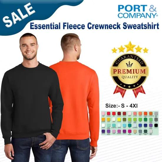 Port & Company&reg; Essential Fleece Crewneck Long Sleeve Sweatshirt Safety orange {2}