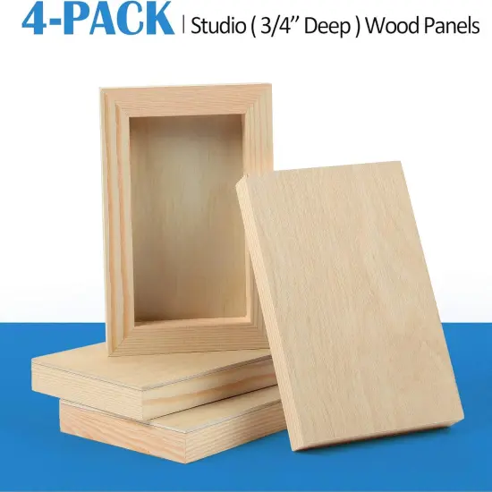 4 Pack of 4x6&rsquo;&rsquo; Studio 3/4&rsquo;&rsquo; Deep,Unfinished Birch Wood Panels Kit for Painting {5}