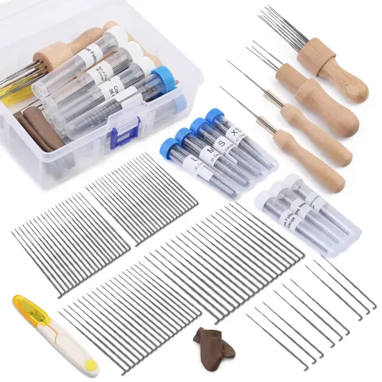 Needle Felting Needles, 104 pcs Needle Felting Kit, 4 Sizes 4 Types Felting Needles, Triangle, Star, Cone, Spiral, Needle Felting Supplies, Needle Felting Tools, 36/38/40/42 Gauge {1}