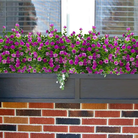 Artificial Flowers, Fake Outdoor UV Resistant Plants Faux Plastic Greenery Shrubs Indoor Outside Hanging Planter Home Kitchen Office Wedding Garden Decor (Magenta) {2}