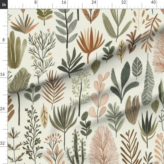 Various Fabrics by the Yard or Fat Quarter Boho Botanical Tropical Leaves Exotic Nature Bohemian Jungle Muted Colors Zen Serene Custom Printed Fabric by Spoonflower {1}