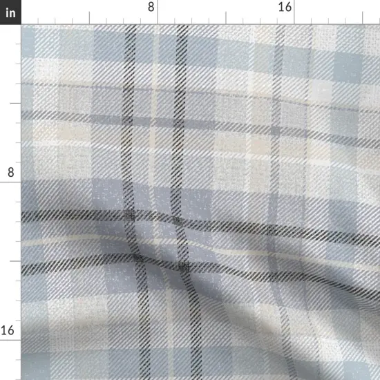 Various Fabrics by the Yard or Fat Quarter Blue Gray Plaid Neutral Classic Geometric Calm Check Traditional Large Scale Custom Printed Fabric by Spoonflower {2}